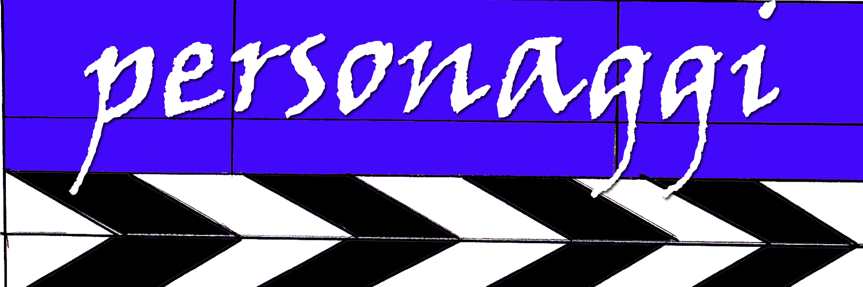 Cornice composta da un ciak su cui è scritto: 'personaggi'.
