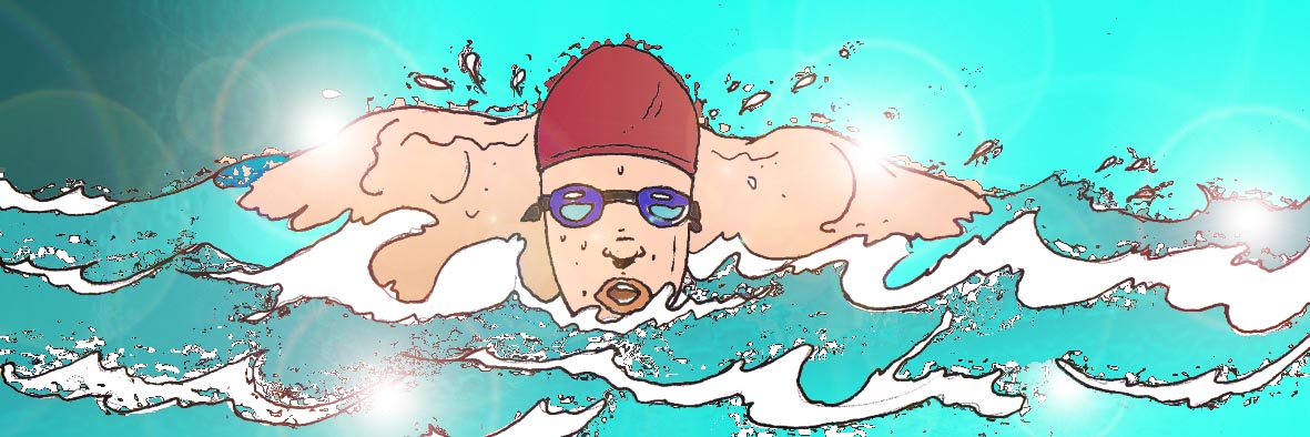 Cornice composta dall'immagine di un nuotatore in acqua.