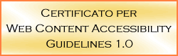  Certificato per Web Content Accessibility Guidelines 1.0 